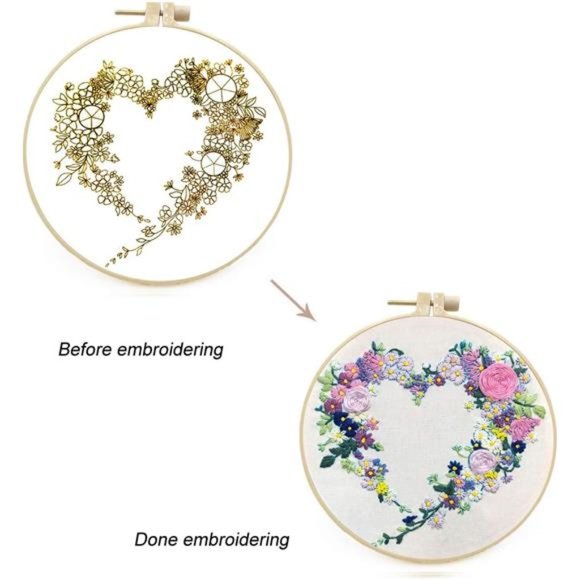 Embroidery Kit for Beginners Adults with Flower Pattern, Cross Stitch Kits - Picture 2 of 7